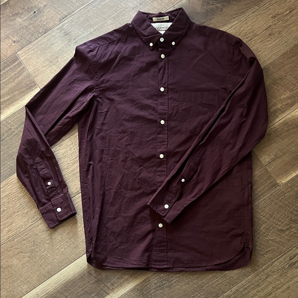 Men's Burgundy Button-Down Shirt
